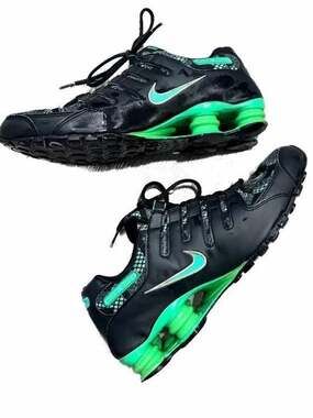 Nike Shox NZ Black Neon Green Snake Print Sneakers 807204-001 Sz 8.5